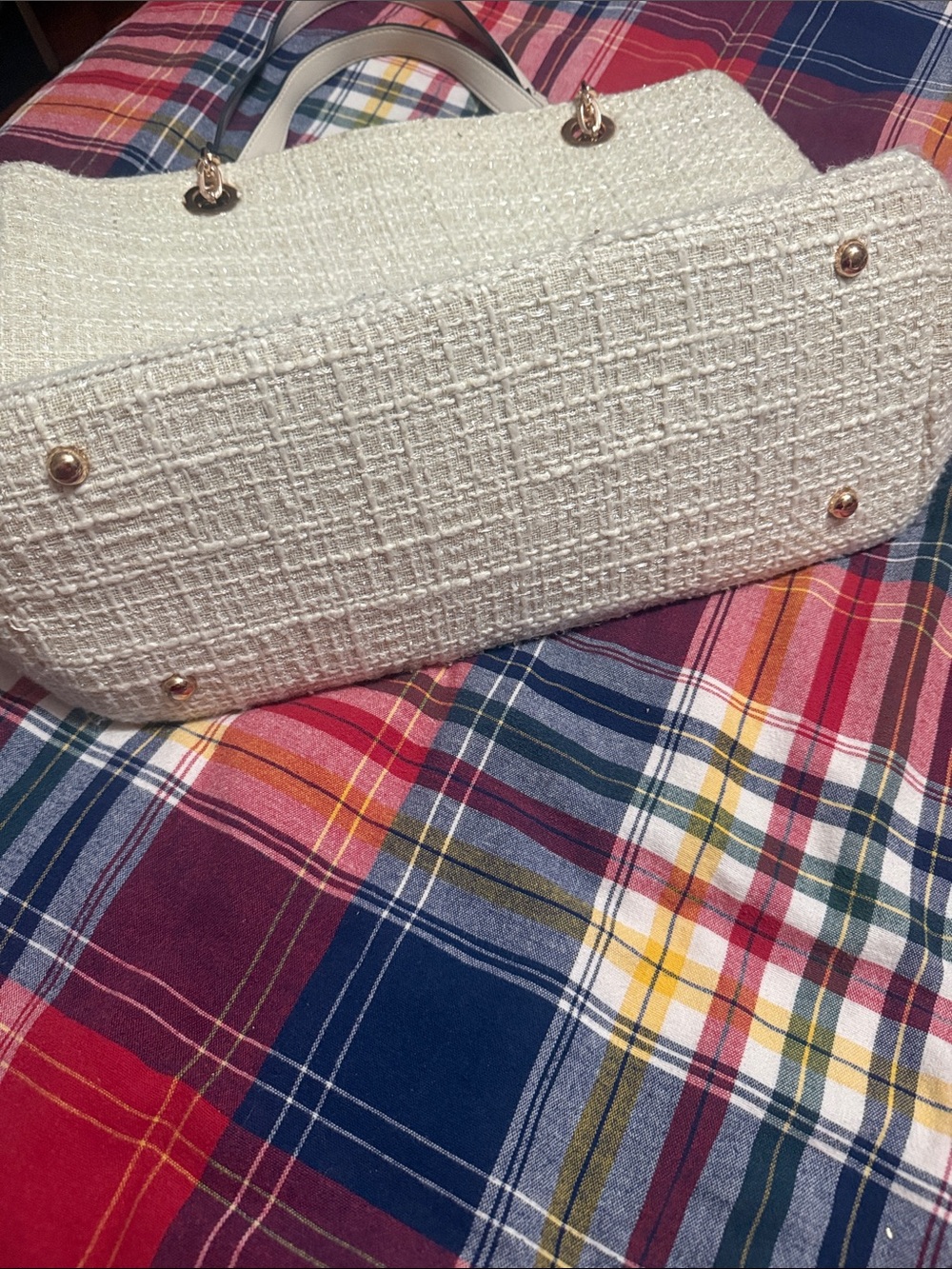 Dune London Cream Woven Tote with Gold Hardware - Picture 6 of 9